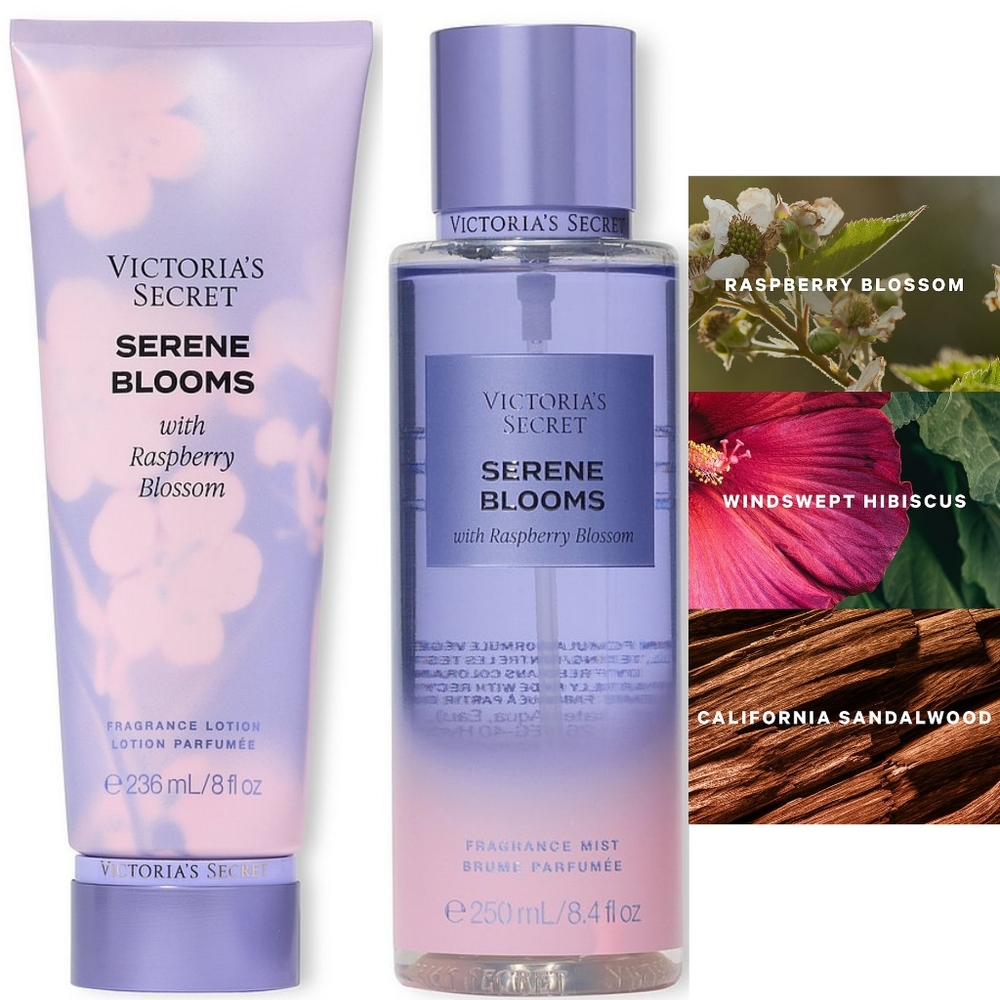 Victoria's Secret Serene Blooms Fragrance Body Lotion and Mist Set NEW